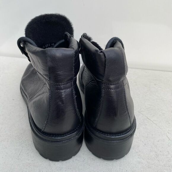 BOEMOS BLACK SOFT LEATHER SHEARLING LINING LACE UP ANKLE BOOTS  EU 40 - Picture 5 of 8